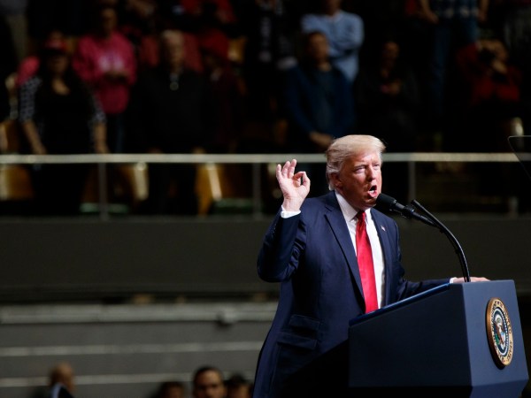 President Donald Trump speaks during a rally on, Wednesday, March 15, 2017, in Nashville, Tenn. (AP Photo/Evan Vucci)