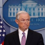 Attorney General Jeff Sessions speaks to members of the media during the daily briefing in the Brady Press Briefing Room of the White House, Monday, March 27, 2017. (AP Photo/Pablo Martinez Monsivais)