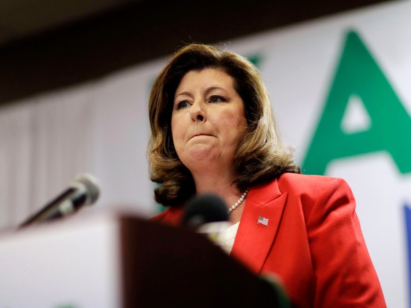 Republican candidate for Georgia's Sixth Congressional seat Karen Handel speaks at an election night watch party in Roswell, Ga., Tuesday, April 18, 2017. Republicans are bidding to prevent a major upset in a conservative Georgia congressional district Tuesday where Democrats stoked by opposition to President Donald Trump have rallied behind a candidate who has raised a shocking amount of money for a special election. (AP Photo/David Goldman)