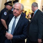 UNITED STATES - MAY 9: Sen. Bob Corker, R-Tenn., leaves the Senate Republican Policy luncheon in the Capitol on May 9, 2017. (Photo By Tom Williams/CQ Roll Call)