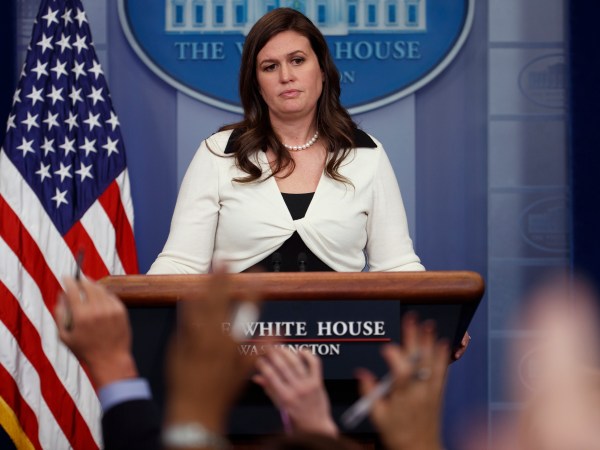 Deputy White House press secretary Sarah Huckabee Sanders speaks during the daily press briefing, Thursday, May 11, 2017, in Washington. (AP Photo/Evan Vucci)