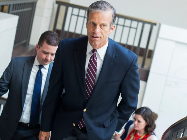 UNITED STATES - MAY 18: Sen. John Thune, R-S.D., leaves a briefing with Deputy Attorney General Rod Rosenstein in the Capitol Visitor Center on the investigation of President Trump's campaign ties to Russia on May 18, 2017. (Photo By Tom Williams/CQ Roll Call)