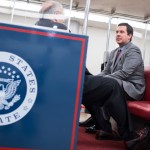 UNITED STATES - MAY 22: Rep. Devin Nunes, R-Calif., boards the senate subway in the Capitol on May 22, 2017. (Photo By Tom Williams/CQ Roll Call)