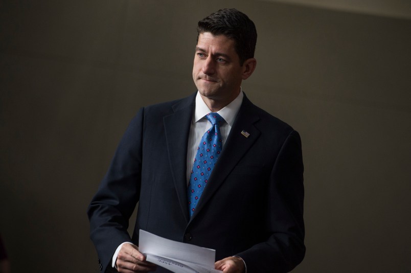 UNITED STATES - MAY 25: Speaker of the House Paul Ryan, R-Wis., conducts his weekly news conference in the Capitol Visitor Center on May 25, 2017. (Photo By Tom Williams/CQ Roll Call)