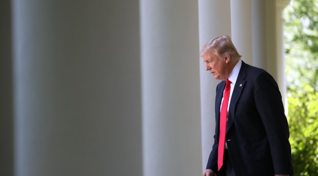 President Donald Trump speaks about the US role in the Paris climate change accord in the Rose Garden, Wednesday, June 1, 2017, in Washington. (AP Photo/Andrew Harnik)