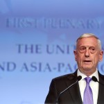 U.S. Defense Secretary Jim Mattis speaks at the first plenary session at the 16th International Institute for Strategic Studies Shangri-la Dialogue, or IISS, Asia Security Summit on Saturday, June 3, 2017 in Singapore.  (AP Photo/Joseph Nair)