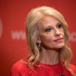White House senior advisor Kellyanne Conway listens to a question from a reporter during a press conference at the North Carolina Republican Party State Convention at the Wilmington Convention Center in Wilmington, N.C., Saturday, June 3, 2017. (AP Photo/Mike Spencer)