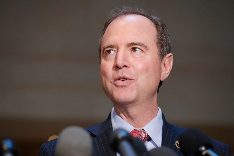 Rep. Adam Schiff, D-Calif., ranking member of the House Intelligence Committee, speaks after a closed meeting on Capitol Hill, Tuesday, June 6, 2017, in Washington. (AP Photo/Alex Brandon)