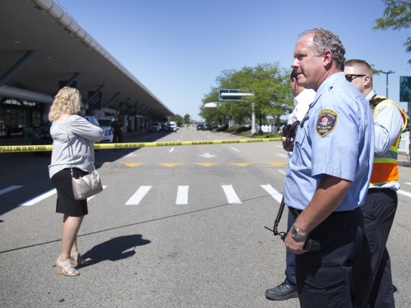 Police block travelers and traffic from entering the Flint Bishop International Airport on Thursday, June 8, 2017 as the airport was evacuated and police investigated a suspicious bag. Shannon Millard | MLive.com
