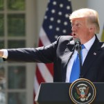 President Donald Trump, accompanied by Romanian President Klaus Werner Iohannis, speaks during a news conference in the Rose Garden at the White House, Friday, June 9, 2017, in Washington. (AP Photo/Andrew Harnik)