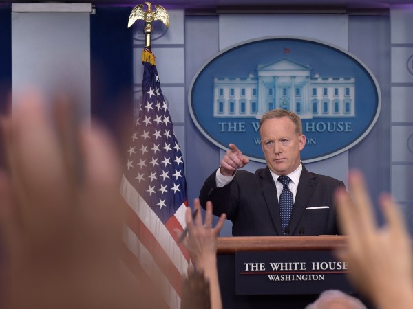 White House press secretary Sean Spicer speaks during the daily briefing at the White House in Washington, Monday, June 12, 2017. (AP Photo/Susan Walsh)