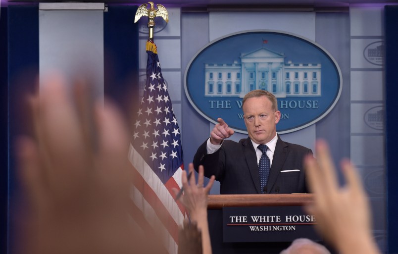 White House press secretary Sean Spicer speaks during the daily briefing at the White House in Washington, Monday, June 12, 2017. (AP Photo/Susan Walsh)
