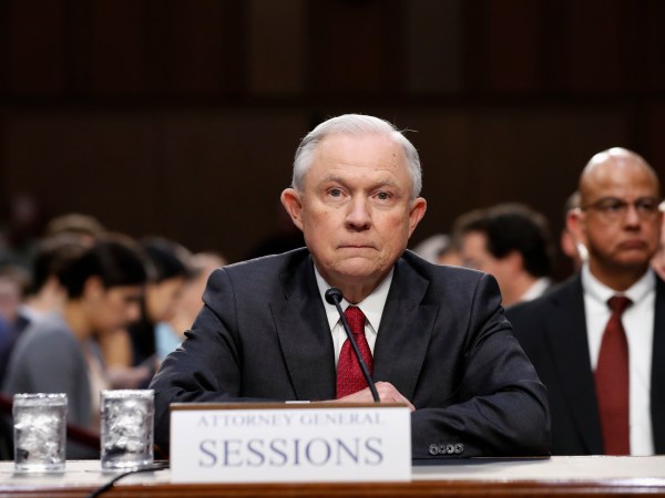Attorney General Jeff Sessions is sworn-in on Capitol Hill in Washington, Tuesday, June 13, 2017, prior to testifying before the Senate Intelligence Committee hearing about his role in the firing of James Comey, his Russian contacts during the campaign and his decision to recuse from an investigation into possible ties between Moscow and associates of President Donald Trump. (AP Photo/Alex Brandon)