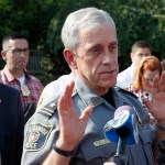 Alexandria Police Chief Michael Brown speaks to the media about the shooting Wednesday, June 14, 2017, in Alexandria, Va. A top House Republican, Steve Scalise of Louisiana, was shot Wednesday at a congressional baseball practice. (AP Photo/Alex Brandon)