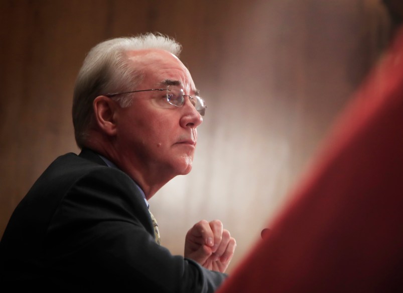 Health and Human Services Secretary Tom Price, testifies before a Senate Appropriations Subcommittee hearing on FY'18 budget on Capitol Hill in Washington, Thursday, June 15, 2017.    (AP Photo/Manuel Balce Ceneta)