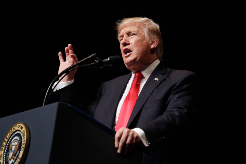 President Donald Trump delivers remarks on Cuba policy, Friday, June 16, 2017, in Miami. (AP Photo/Evan Vucci)