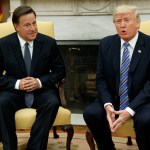 President Donald Trump meets with Panamanian President Juan Carlos Varela in the Oval Office of the White House, Monday, June 19, 2017, in Washington. (AP Photo/Evan Vucci)