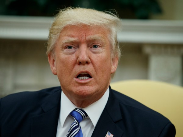 President Donald Trump speaks during a meeting with Panamanian President Juan Carlos Varela in the Oval Office of the White House, Monday, June 19, 2017, in Washington. (AP Photo/Evan Vucci)