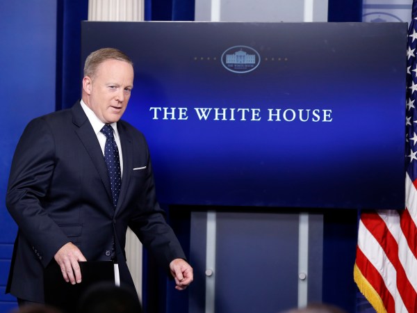 White House press secretary Sean Spicer arrives for a briefing at the White House, Tuesday, June 20, 2017 in Washington. (AP Photo/Alex Brandon)