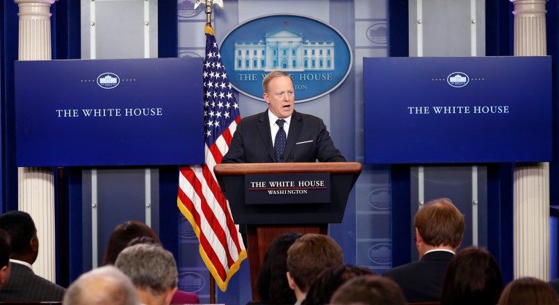 White House press secretary Sean Spicer speaks during a briefing at the White House, Tuesday, June 20, 2017 in Washington. (AP Photo/Alex Brandon)