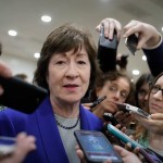 Sen. Susan Collins, R-Maine, speaks amid a crush of reporters after Republicans released their long-awaited bill to scuttle much of President Barack Obama's Affordable Care Act, at the Capitol in Washington, Thursday, June 22, 2017. She is one of four GOP senators to say they are opposed to it as written which could put the measure in immediate jeopardy.  (AP Photo/J. Scott Applewhite)