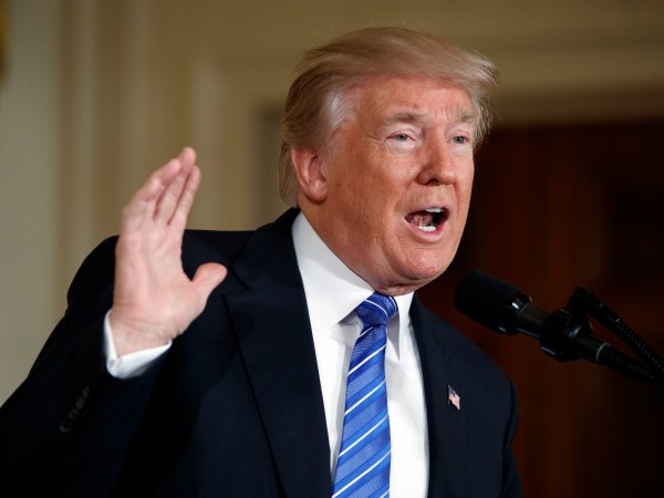 President Donald Trump speaks during a bill signing event for the "Department of Veterans Affairs Accountability and Whistleblower Protection Act of 2017" in the East Room of the White House, Friday, June 23, 2017, in Washington. (AP Photo/Evan Vucci)