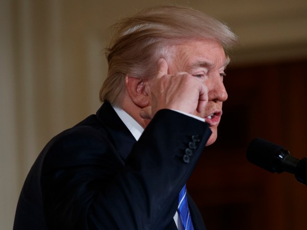 President Donald Trump speaks during a bill signing event for the "Department of Veterans Affairs Accountability and Whistleblower Protection Act of 2017" in the East Room of the White House, Friday, June 23, 2017, in Washington. (AP Photo/Evan Vucci)