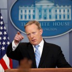 White House press secretary Sean Spicer points to a question during a media briefing at the White House, Monday, June 26, 2017, in Washington. (AP Photo/Alex Brandon)