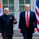 President Donald Trump and Indian Prime Minister Narendra Modi, step into the Rose Garden to make joint statements at the White House in Washington, Monday, June 26, 2017. (AP Photo/Susan Walsh)