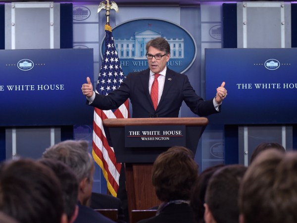 Energy Secretary Rick Perry speak during the  daily briefing at the White House in Washington, Tuesday, June 27, 2017. (AP Photo/Susan Walsh)
