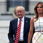 President Donald Trump with first lady Melania Trump, arrive at the Congressional Picnic on the South Lawn of the White House, Thursday, June 22, 2017, in Washington. (AP Photo/Alex Brandon)
