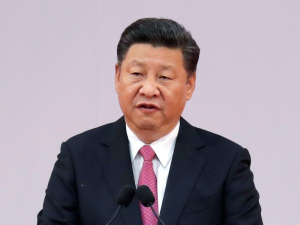Chinese President Xi Jinping speaks after administered the oath for the Hong Kong's new Chief Executive Carrie Lam at the Hong Kong Convention and Exhibition Center, Saturday, July 1, 2017.  (AP Photo/Kin Cheung)