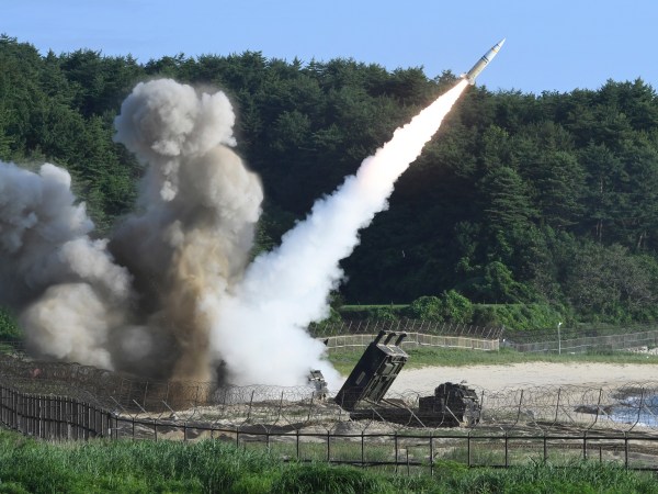 In this photo provided by South Korea Defense Ministry, a U.S. MGM-140 Army Tactical Missile is fired during the combined military exercise between U.S. and South Korea against North Korea at an undisclosed location in South Korea, Wednesday, July 5, 2017. Grinning broadly, North Korean leader Kim Jong Un delighted in the global furor created by his nation's first launch of an intercontinental ballistic missile, vowing Wednesday to never abandon nuclear weapons and to keep sending Washington more "gift packages" of missile and atomic tests. (South Korea Defense Ministry via AP)