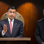 Nevada Gov. Brian Sandoval, left, and Sen. Dean Heller during a press conference where the senator announced he will vote no on the proposed GOP healthcare bill at the Grant Sawyer State Office Building on Friday, June 23, 2017 in Las Vegas. (Erik Verduzco/Las Vegas Review-Journal via AP) LOCAL TELEVISION OUT; LOCAL INTERNET OUT; LAS VEGAS SUN OUT