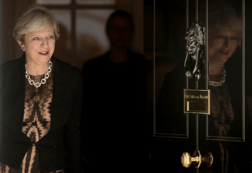 Prime Minister Theresa May leaves to greets Australian Prime Minister Malcolm Turnbull at 10 Downing Street in London. PRESS ASSOCIATION Photo. Picture date: Monday July 10, 2017. See PA story POLITICS Australia. Photo credit should read: Stefan Rousseau/PA Wire
