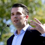 Donald Trump Jr. campaigns for his father Republican presidential candidate Donald Trump Friday, Nov. 4, 2016, in Gilbert, Ariz. (AP Photo/Matt York)