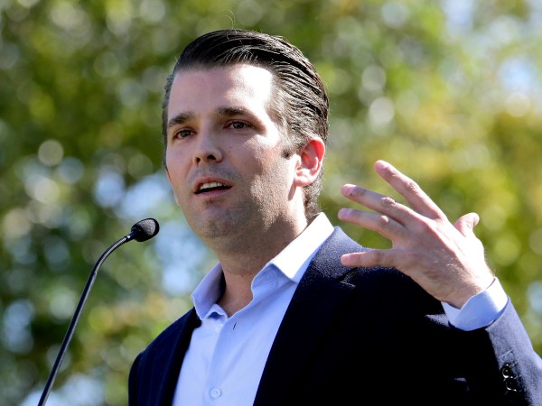 Donald Trump Jr. campaigns for his father Republican presidential candidate Donald Trump Friday, Nov. 4, 2016, in Gilbert, Ariz. (AP Photo/Matt York)