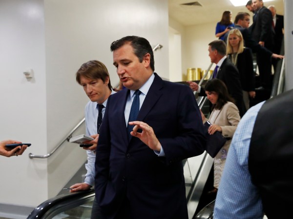 Sen. Ted Cruz, R-Texas, is followed by reporters on Capitol Hill, Tuesday, July 11, 2017. (AP Photo/Jacquelyn Martin)