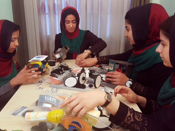 In this Thursday, July 6, 2017 photo, teenagers from the Afghanistan Robotic House, a private training institute, practice at the Better Idea Organization center, in Herat, Afghanistan. Six female students from war-torn Afghanistan who had hoped to participate in an international robotics competition July 16-18 in Washington D.C will have to watch via video link after the U.S. denied them visas -- not once, but twice. Of 162 teams participating, the Afghan girls are the only nation’s team to be denied visas. (AP Photos/Ahmad Seir)