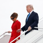 President Donald Trump and first lady Melania Trump arrive on Air Force One at Orly Airport in Paris, Thursday, July 13, 2017. The president and first lady will attend the Bastille Day parade on the Champs Elysees avenue in Paris, France, on Friday, July 14, 2017. (AP Photo/Carolyn Kaster)