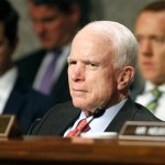 Senate Armed Services Committee Chairman Sen. John McCain, R-Ariz. listens on Capitol Hill in Washington, Tuesday, July 11, 2017, during the committee's confirmation hearing for Nay Secretary nominee Richard Spencer.  (AP Photo/Jacquelyn Martin)