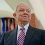 U.S. Attorney General Jeff Sessions smiles during his interview with the Associated Press at the U.S. Embassy in San Salvador, El Salvador, Thursday, July 27, 2017. (AP Photo/Pablo Martinez Monsivais)