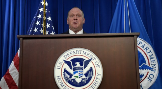U.S. Immigration and Customs Enforcement acting director Thomas Homan speaks during a news conference in Washington, Thursday, May 11, 2017, to announce the results of a national operation targeting gang members and associates. (AP Photo/Susan Walsh)