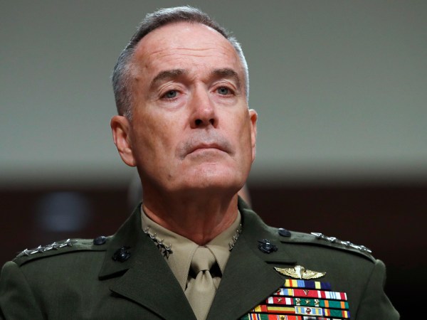 Gen. Joseph Dunford, chairman of the Joint Chiefs of Staff, listens during a Senate Armed Services Committee hearing on the defense budget, on Capitol Hill in Washington, Tuesday, June 13, 2017. (AP Photo/Jacquelyn Martin)