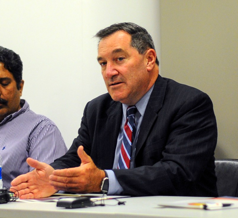 Sen. Joe Donnelly (D-IN), visited Hamilton Center in Terre Haute, IN on Friday to discuss the opioid addiction crisis with the staff. (AP Photo/Tribune-Star, Austen Leake)