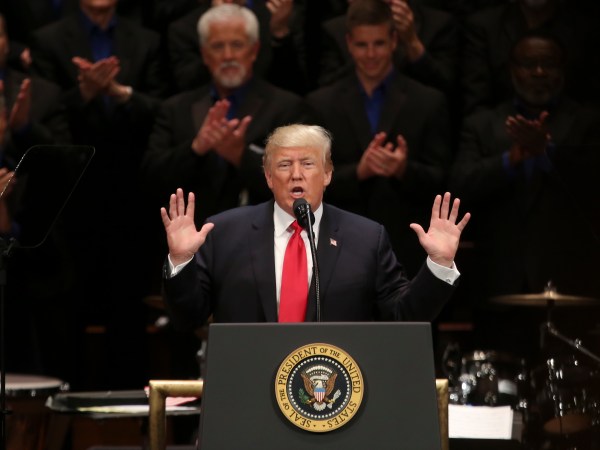 President Donald Trump speaks during the Celebrate Freedom event at the Kennedy Center for the Performing Arts in Washington, Saturday, July 1, 2017. (AP Photo/Carolyn Kaster)