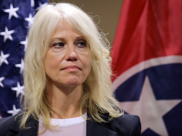Photo by C.B. Schmelter / White House Counselor Kellyanne Conway looks on during a press conference at CADAS on Thursday, July 6, in Chattanooga, Tenn. Conway, along with Gov. Bill Haslam, Health and Human Services Secretary Dr. Tom Price, Judge Duane Slone and recovering opioid addict and mother of three Mallie Moore spoke on the opioid crisis.