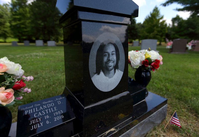 The grave of Philando Castile at Calvary Cemetery in St. Louis as seen on the one year anniversary of his death on Thursday, July 6, 2017. Minnesota police officer Jeronimo Yanez fatally shot and killed Castile during a traffic stop in 2016. During the traffic stop Castile, a licensed gun owner, volunteered that he had a gun and moments later officer Yanez fatally shot Castile who was seat belted in his car. Yanez was charged with manslaughter in Castile's death but was found not guilty by a jury. Castile was from St. Louis originally. Calvary Cemetery is the final resting spot of many famous people including Dred Scott, Tennessee Williams, and Civil War Union Major General William Sherman.Photo by David Carson, dcarson@post-dispatch.com