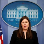 Sarah Huckabee Sanders, deputy press secretary, speaks during a off-camera press briefing at the White House, Monday, July 10, 2017, in Washington. (AP Photo/Alex Brandon)