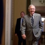 Senate Majority Leader Mitch McConnell of Ky. walks into the Senate Chamber at the Capitol Building, Thursday, July 20, 2017, in Washington. (AP Photo/Andrew Harnik)
